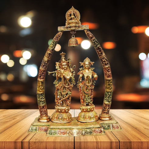 Brass Radha Krishna Darbar Colour Statue 30.25Kg