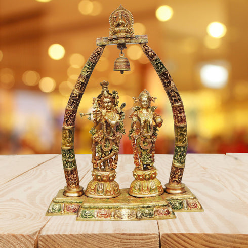 Brass Radha Krishna Darbar Colour Statue 30.25Kg