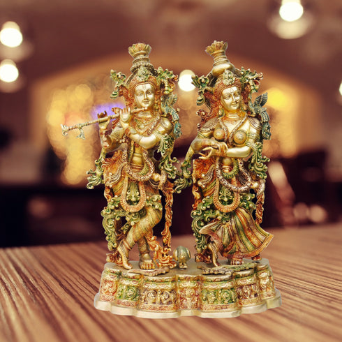 Brass Radha Krishna Platform God Idol 36.24Kg