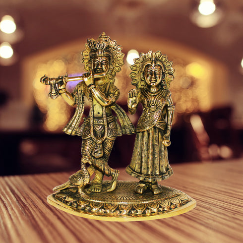 Brass Radha Krishna Idol 2928g