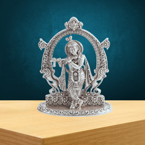 Krishna Idol In Pure Silver Antique 30.5g