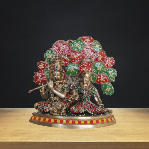 Brass Radha Krishna with Tree Statue 7.72Kg