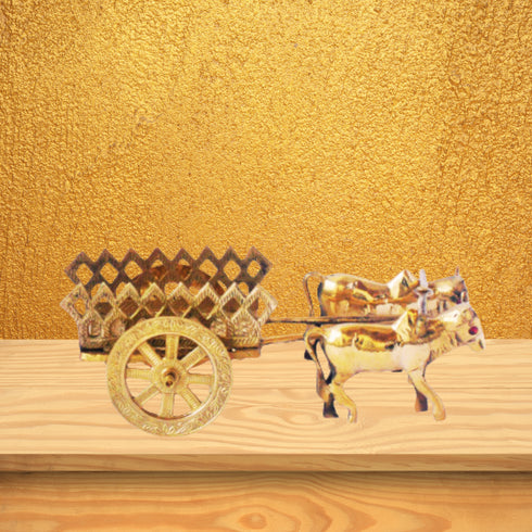Brass Bull Cart Statue 0.7Kg