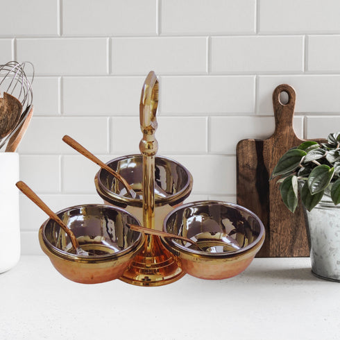 Brass & Steel Pickel Achar holder Bowl with spoon 0.915kg