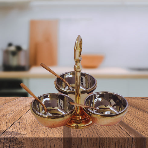 Brass & Steel Pickel Achar holder Bowl with spoon 0.715kg