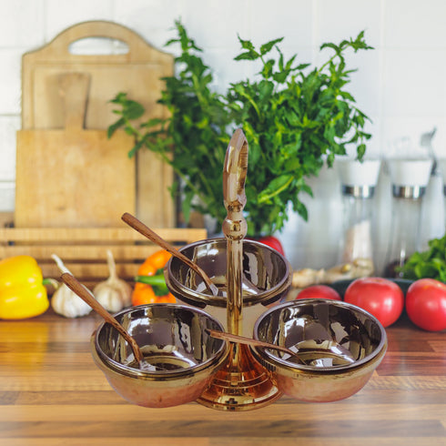 Brass & Steel Pickel Achar holder Bowl with spoon 0.715kg
