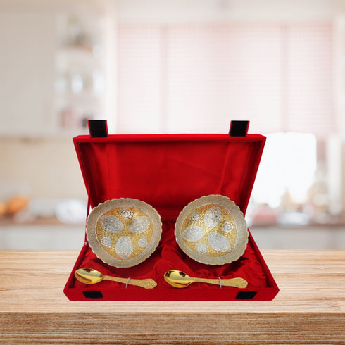 Brass 2 Bowl Set with Velvet Box 0.12kg