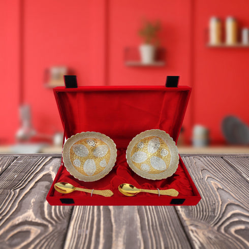 Brass 2 Bowl Set with Velvet Box 0.12kg