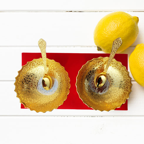 Brass 2 Bowl Set With Velvet Box 0.1kg