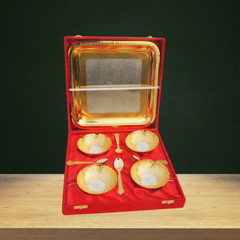 Brass 3 Pcs Decoratice Bowl Set With Velvet Box 1.36kg