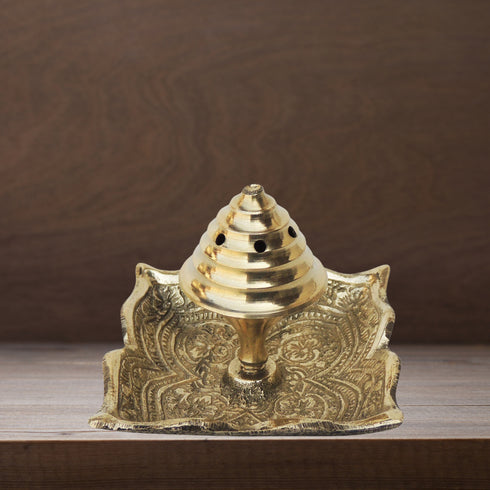 Brass Agarbatti Stand Plate Square 0.065kg
