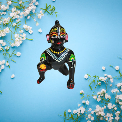 Brass Black Laddu Gopal Statue Murti Idol 898g