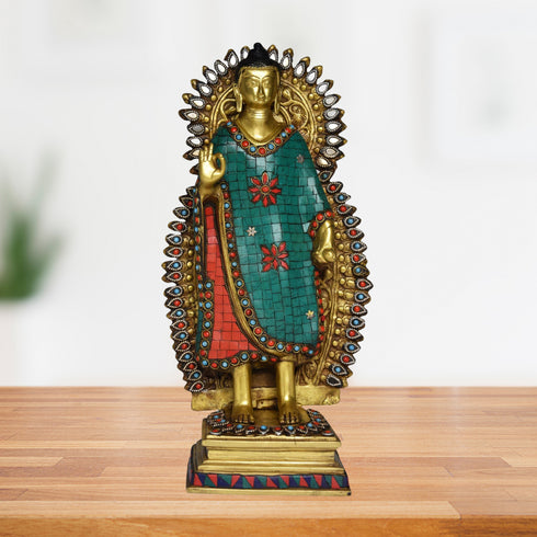 Brass Buddha God Idol Statue 7.8Kg