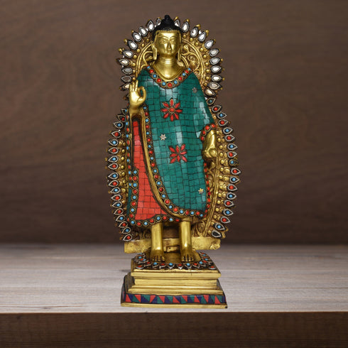 Brass Buddha God Idol Statue 7.8Kg