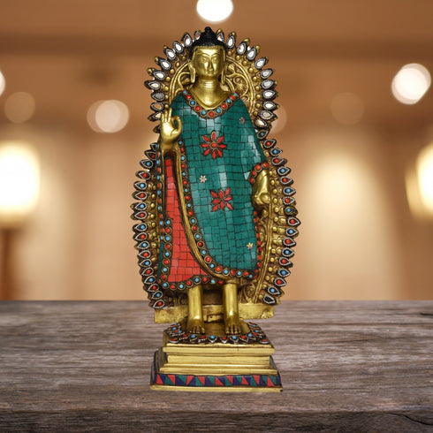 Brass Buddha God Idol Statue 7.8Kg