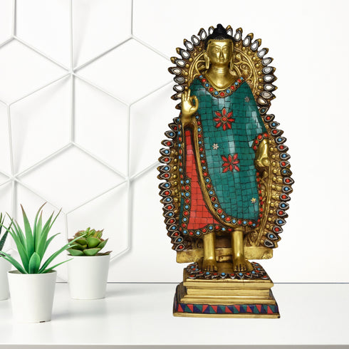 Brass Buddha God Idol Statue 7.8Kg