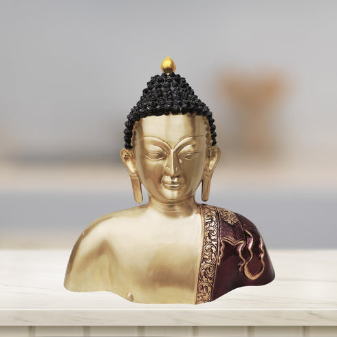 Brass Buddha Head And Chest Statue 9.62Kg