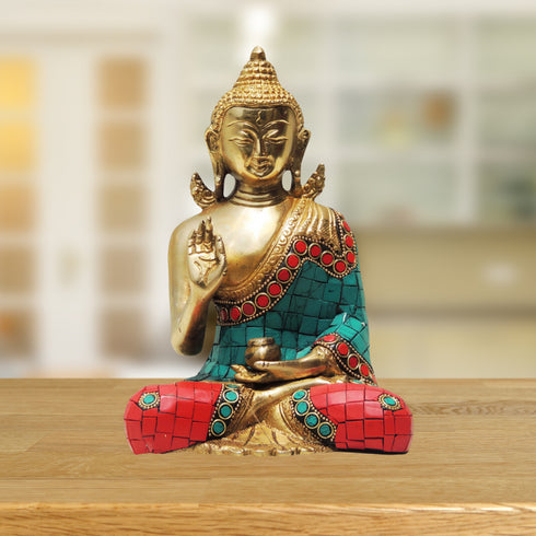 Brass Buddha Statue With Stone Finish 1Kg