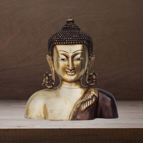 Brass Budha Head Antique Statue 4.42Kg