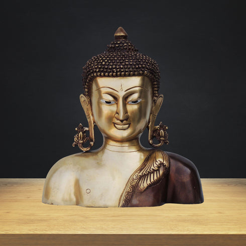 Brass Budha Head Antique Statue 4.42Kg