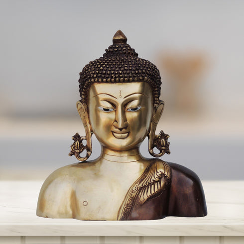 Brass Budha Head Antique Statue 4.42Kg