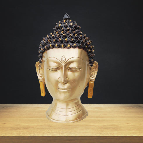 Brass Budha Head Statue Antique Finish 9.38Kg