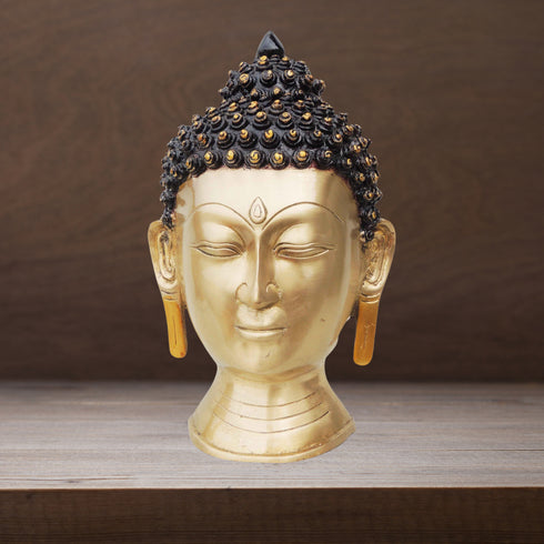 Brass Budha Head Statue Antique Finish 9.38Kg
