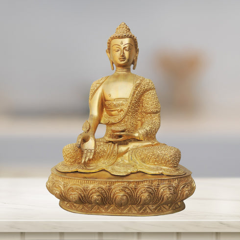Brass Budha Statue With Super Fine Finish 9.8Kg