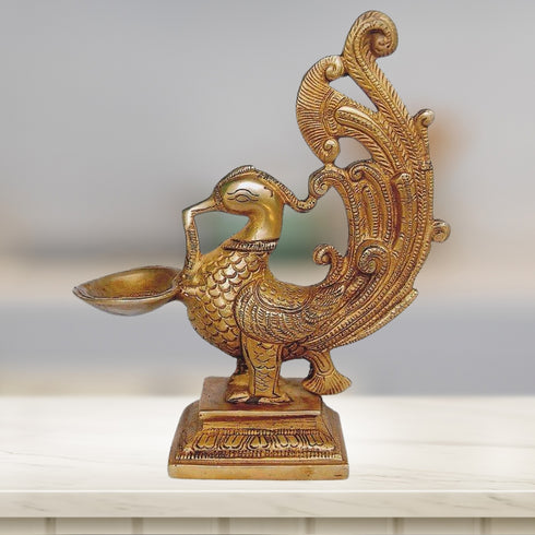 Brass Cock Murga Oil Lamp Deepak 0.6kg