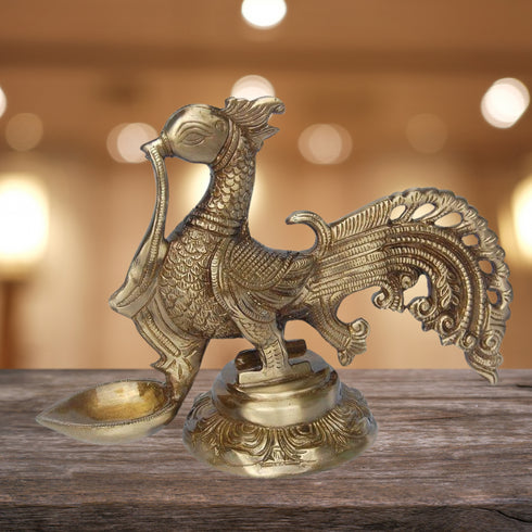 Brass Cock Murga Oil Lamp Deepak 1.5kg