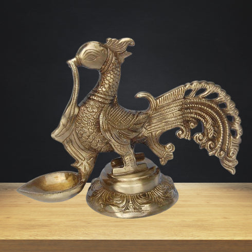 Brass Cock Murga Oil Lamp Deepak 1.5kg