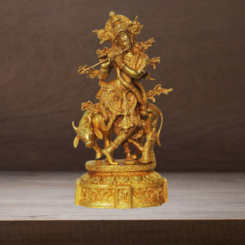 Brass Cow Krishna Idol 4.826Kg