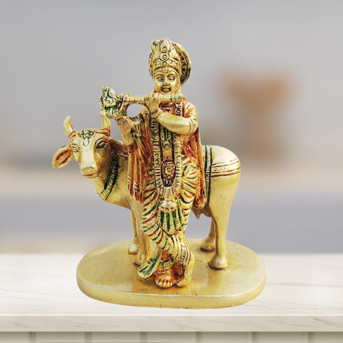 Brass Cow Krishna Statue 0.76kg