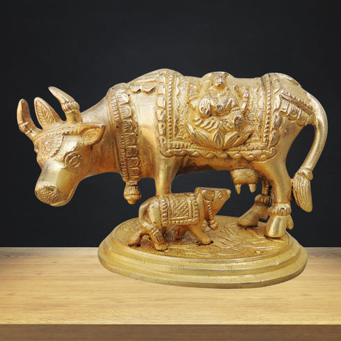 Brass Cow With Base Statue 0.8Kg