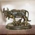 Brass Cow With Calf Statue 1211g