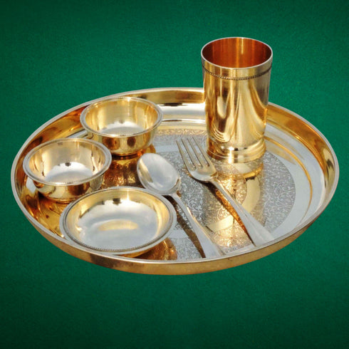 Pure Brass Thali Set 7 Pcs 1.12Kg
