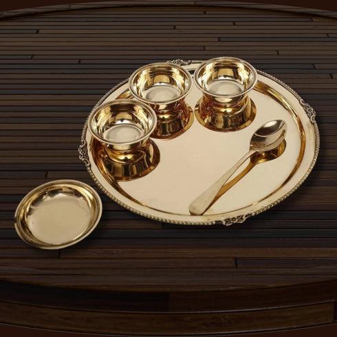 Pure Brass Thali Set 7 Pcs 1.200kg