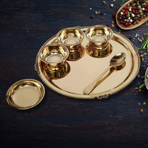 Pure Brass Thali Set 7 Pcs 1.200kg