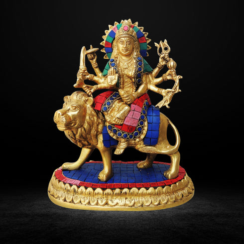 Brass Durga Goddess Idol Statue 3.4Kg
