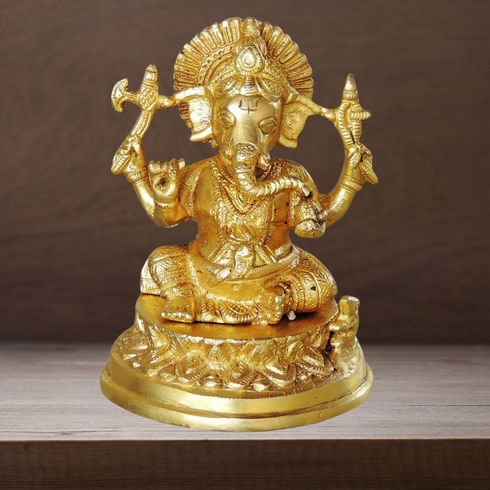 Brass Ganesh Ji God Idol Statue 4.093Kg