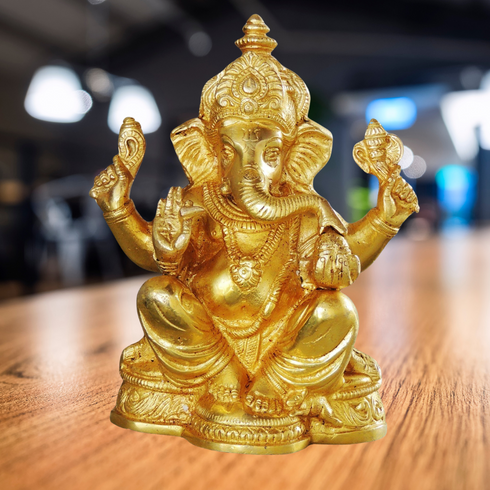 Brass Ganesh Ji God Idol Statue 4.093Kg