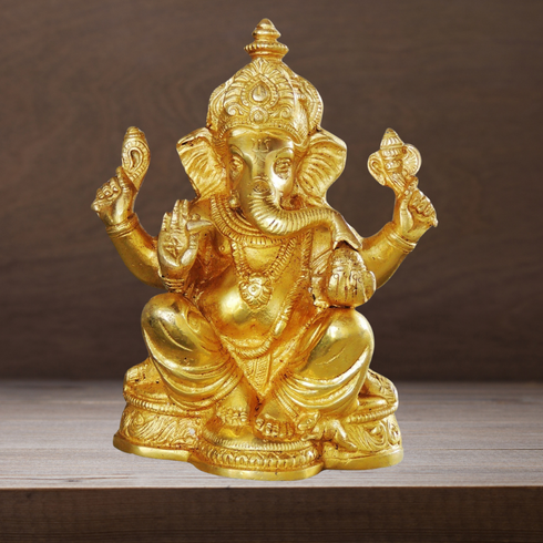 Brass Ganesh Ji God Idol Statue 4.093Kg