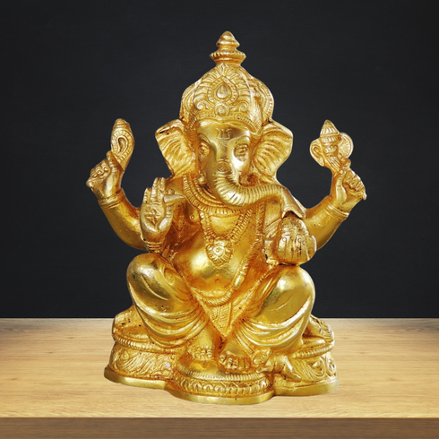 Brass Ganesh Ji God Idol Statue 4.093Kg