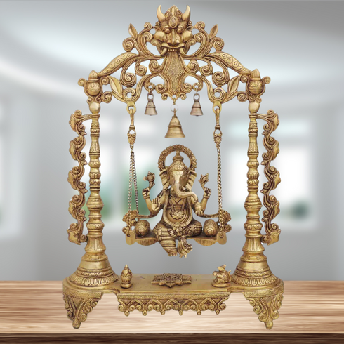 Brass Ganesh Ji God Idol Statue 4.093Kg
