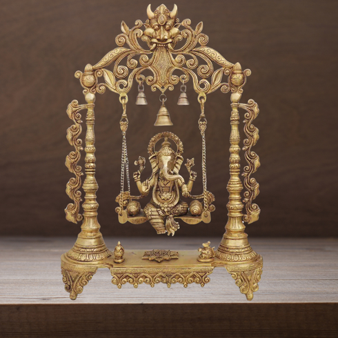 Brass Ganesh Ji God Idol Statue 4.093Kg