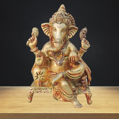 Brass Ganesh Ji God Idol Statue 4.093Kg