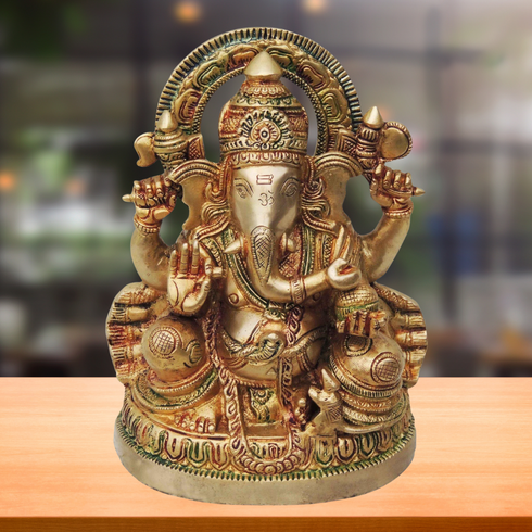 Brass Ganesh Ji God Idol Statue 4.093Kg