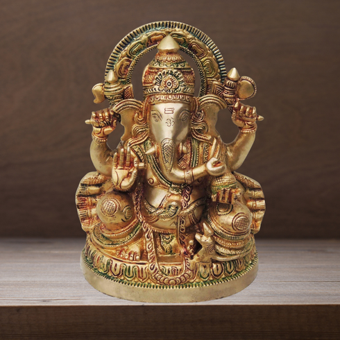 Brass Ganesh Ji God Idol Statue 4.093Kg