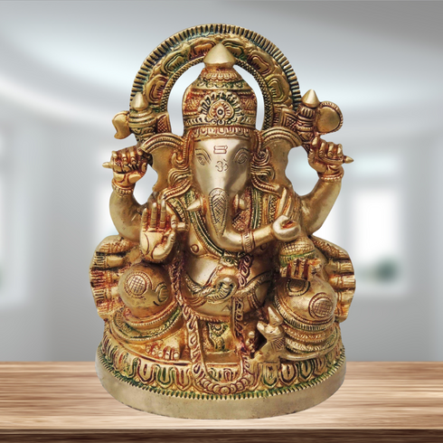 Brass Ganesh Ji God Idol Statue 4.093Kg