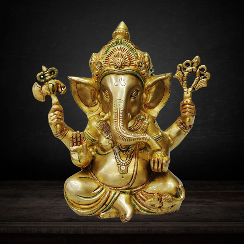 Brass Ganesh Ji God Idol Statue 4.093Kg